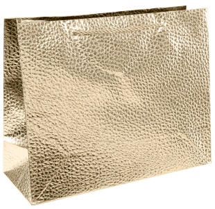 Пакет подарочный, 210гр, Текстура кожи, Золото, Металлик, 26*32*10 см, 1 шт.
