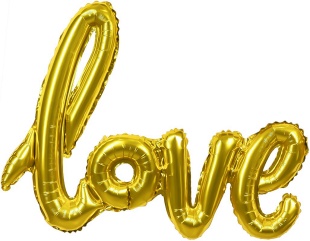 Шар (22''/56 см) Фигура, Надпись "Love", Золото, 1 шт.
