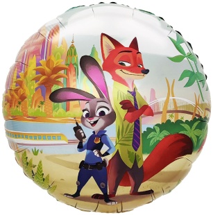 Шар (18''/46 см) Круг, Мистер Лис и Зайка Полицейский, Командная работа, 1 шт.