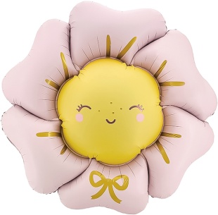 Шар (41''/104 см) Цветок, Солнышко, Розовый, Сатин, 1 шт.